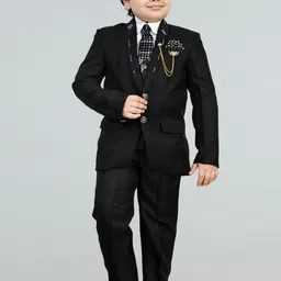 BT DEZINES Boys Printed Single-Breasted 5-Piece Party Suits-picture-57