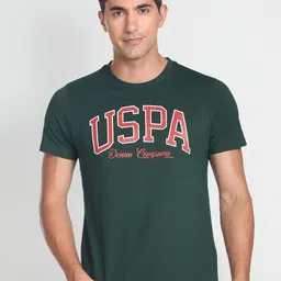 U.S. Polo Assn. Denim Co. Typography Printed Slim Fit Pure Cotton T-shirt image 1