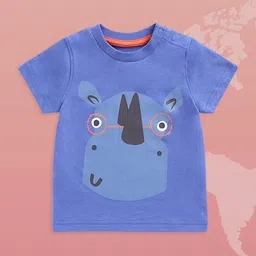 mothercare Infant Boys Blue & Black Printed Pure Cotton T-shirt-picture-58