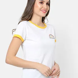 Campus Sutra Women White Pure Cotton T-shirt-image-16