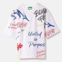 United Colors of Benetton Boys Typography Printed Pure Cotton T-shirt-picture-4