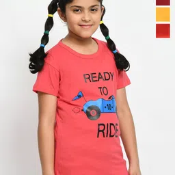 BAESD Girls Pack Of 4 Graphic Printed Cotton T-shirt-picture-36