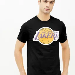 NBA Men Black & Yellow Los Angeles Lakers Classic Crest T-Shirt-picture-18