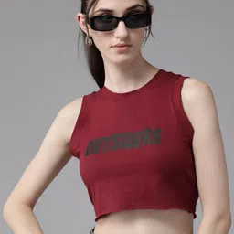 The Roadster Lifestyle Co. Typography Printed Crop T-shirt image 1