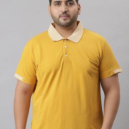 Instafab Plus Men Mustard Yellow Polo Collar T-shirt-picture-20