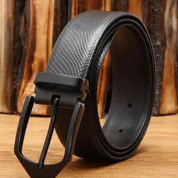 LOUIS STITCH Men Black Leather Formal Belt-image-36