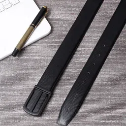 LOUIS STITCH Men Black Textured Leather Formal Belt-picture-13