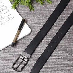 LOUIS STITCH Men Black Textured Leather Formal Belt-picture-28