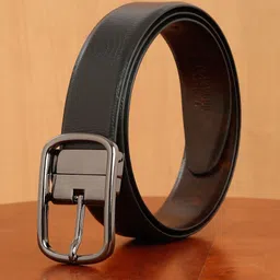 Teakwood Leathers Men Textured Leather Reversible Formal Belt-image-14