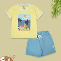 MeeMee Boys Printed Pure Cotton T-Shirt With Shorts image 1