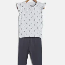 MINI KLUB Girls Grey & Black Printed Top with Leggings-picture-15