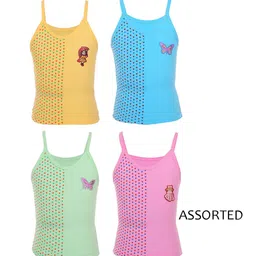 SMARTERKIDS Girls Set Of 4 Printed Pure Cotton Camisoles-picture-19