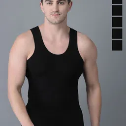 Dollar Bigboss Pack Of 6 Cotton Innerwear Vests-MBVE-07-HTCH-BLK-PO6-S24-picture-17