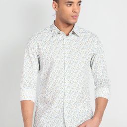 Flying Machine Slim Fit Floral Printed Opaque Cotton Casual Shirt-picture-37