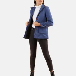 Dlanxa Women Blue Solid Fleece Winter Wear Overcoat-picture-16