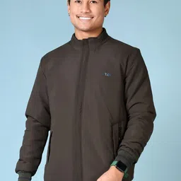 V-Mart Men Mock Collar Solid Cotton Casual Bomber Jacket-picture-16