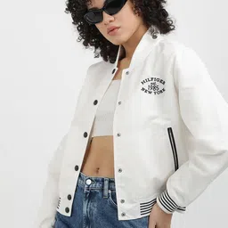 Tommy Hilfiger Women Geometric Crop Bomber Embroidered Jacket-image-56