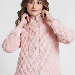 SPYKAR Stand Collar Cotton Tailored Jacket With Faux Fur Trim-picture-6