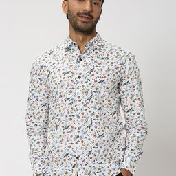 Mufti Floral Printed Slim Fit Pure Cotton Casual Shirt-picture-5