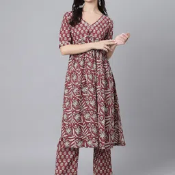 DECKEDUP Women Floral Printed Pure Cotton Anarkali Kurta-picture-33
