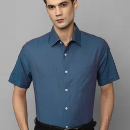 Louis Philippe Micro Ditsy Printed Short Sleeves Pure Cotton Formal Shirt-image-0