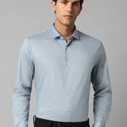 Louis Philippe Slim Fit Micro Ditsy Printed Spread Collar Pure Cotton Formal Shirt-picture-38