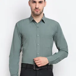 JAINISH Men Green Smart Opaque Cotton Formal Shirt-picture-18