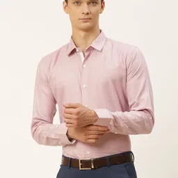 SOJANYA Men Pink Cotton Linen Solid Classic Formal Shirt-image-90