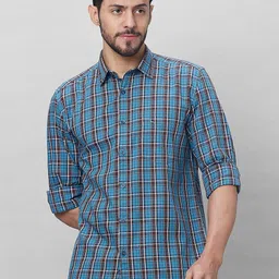 Parx Slim Fit Tartan Checks Opaque Checked Cotton Casual Shirt-image-71