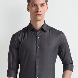 Arrow New York Abstract Printed Spread Collar Slim Fit Opaque Formal Shirt-picture-9