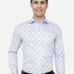 METAL Men Blue Slim Fit Printed Cotton Formal Shirt-picture-50