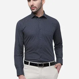 Greenfibre Slim Fit Micro Ditsy Printed Cotton Formal Shirt image 1
