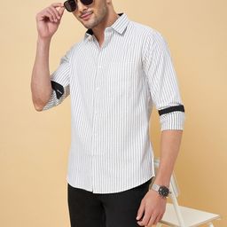 YU by Pantaloons Men White Cotton Slim Fit Printed Formal Shirt-picture-6