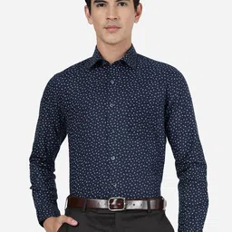 JADE BLUE Slim Fit Micro Ditsy Spread Collar Long Sleeve Pocket Cotton Formal Shirt-picture-26