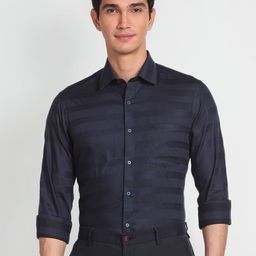 Arrow Slim Fit Horizontal Striped Pure Cotton Formal Shirt-picture-44
