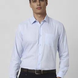 Van Heusen Men Spread Collar Vertical Striped Cotton Slim Fit Formal Shirt-picture-36