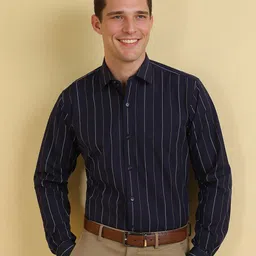 Allen Solly Men Spread Collar Vertical Striped Cotton Slim Fit Formal Shirt-picture-26