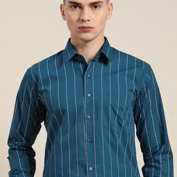 Hancock Plus Size Comfort Vertical Stripes Spread Collar Long Sleeves Cotton Formal Shirt-picture-36