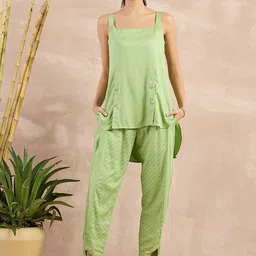 First Resort by Ramola Bachchan Square Neck Sleeveless Organic Cotton Top With Trouser-picture-18