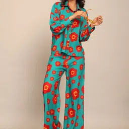 KAORI BY SHREYA AGARWAL Bliss Floral Printed Shirt With Trousers Co-Ords-picture-10