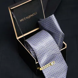 MUTAQINOTI Set Of 3 Striped Necktie Accessory Gift Set-picture-14