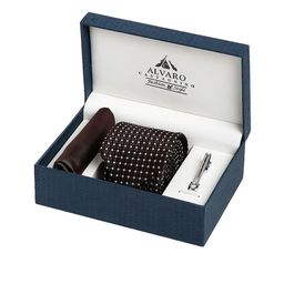 Alvaro Castagnino Men Brown & White Printed Accessory Gift Set-picture-11