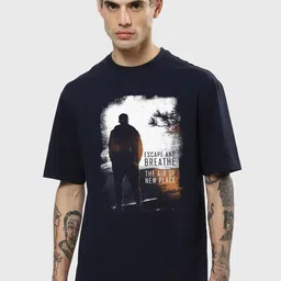 Bewakoof Men Graphic Printed Oversized T-shirt image 3