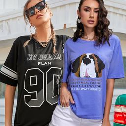 Christy World Pack Of 2 Printed Oversized Cotton T-shirts-picture-3