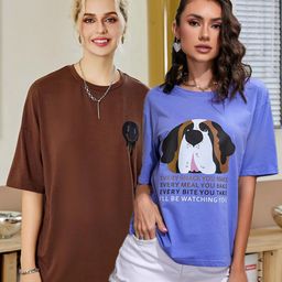 Christy World Pack of 2 Typography Printed Oversized T-shirt-picture-11