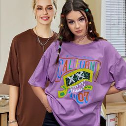Christy World Pack of 2 Typography Printed Oversized T-shirt-picture-14