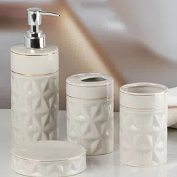 Kookee Grey 4 Pieces Ceramic Bath Accessories Set image 1