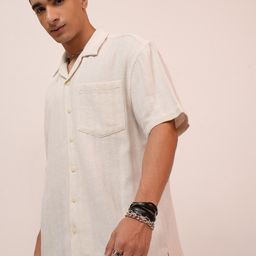 HIGHLANDER Self Design Dobby Oversized Casual Shirt-picture-5