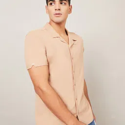 Styli Men Pure Cotton Micro Pique Cuban Collar Shirt-picture-18