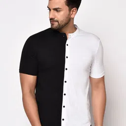 GLITO Colourblocked Regular Fit Mandarin Collar Cotton Casual Shirt-picture-16